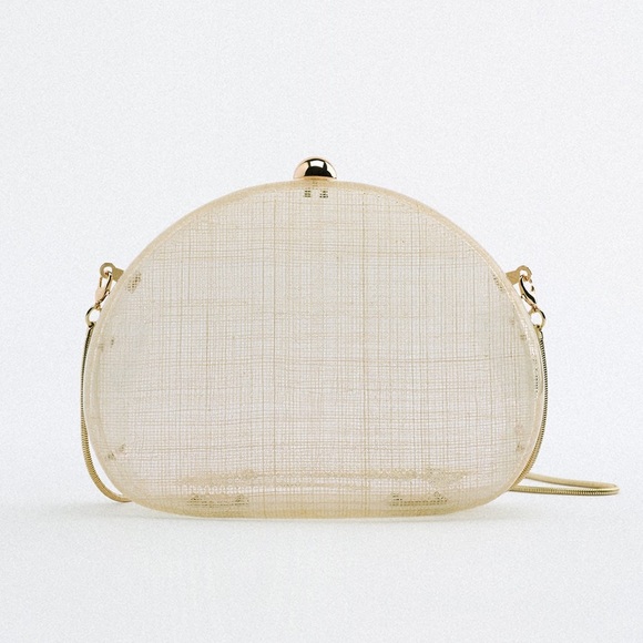 Zara Handbags - Zara Cream Mini Crossbody Bag with Gold Hardware